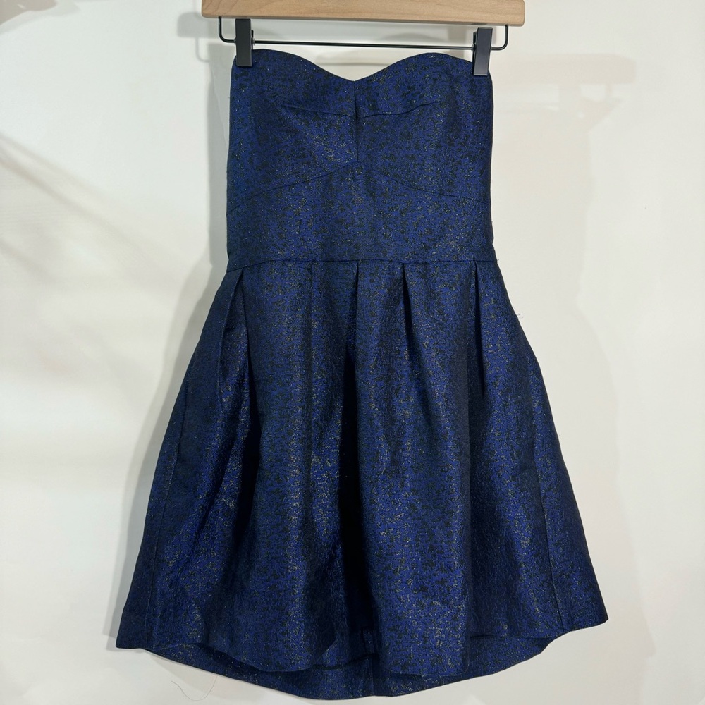 New Hutch Blue Black Strapless Midi Dress